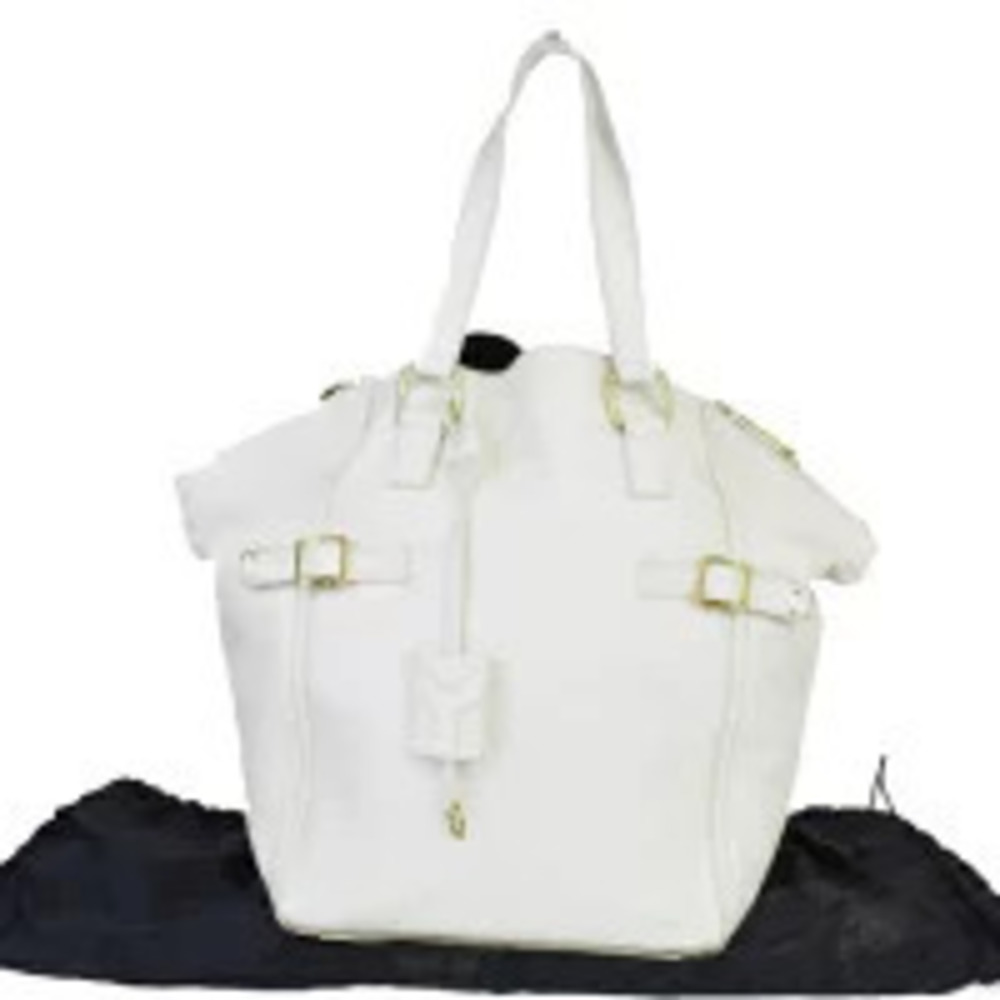 Saint Laurent Yves Downtown Shoulder Bag Handbag White Leather